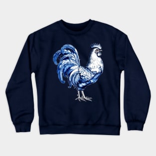 Delft Blue Fancy Rooster Chicken Crewneck Sweatshirt